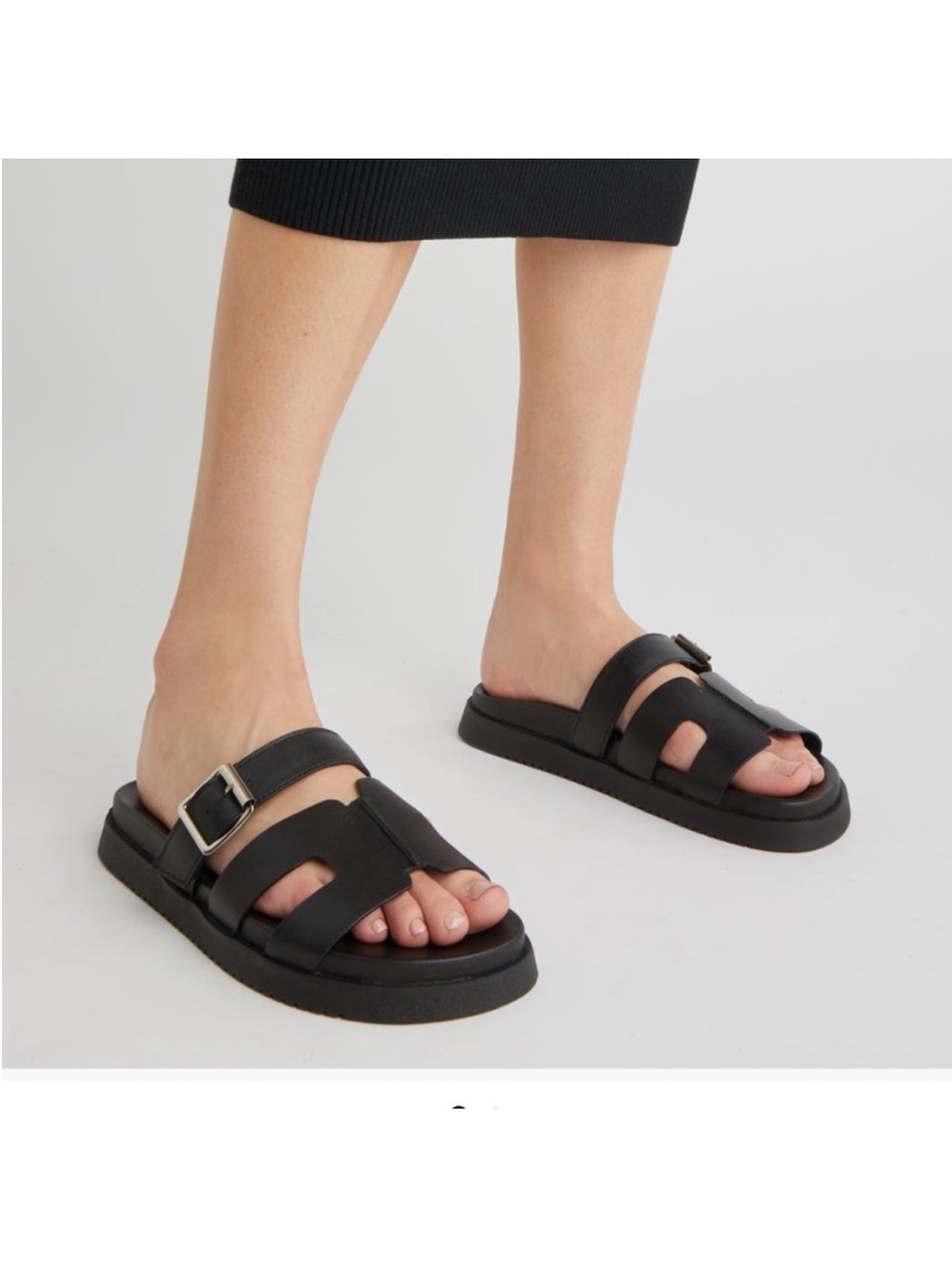Steve Madden Leather Mayhem Buckle Slides